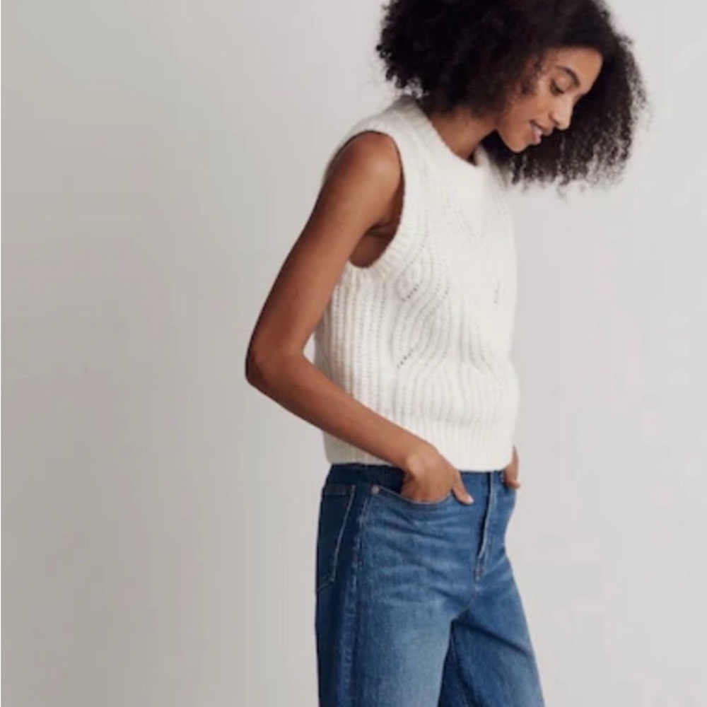 White Sleeveless Knit Sweater Madewell